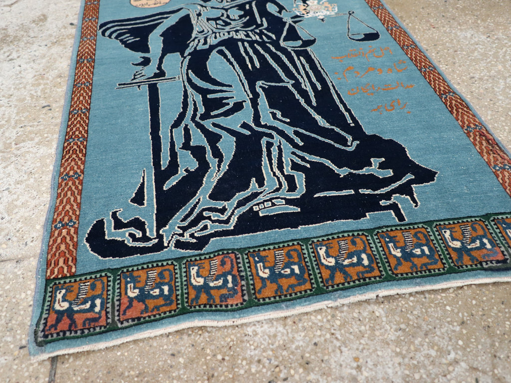 Vintage Persian Pictorial Tabriz Rug (Pair: 1 of 2), No.30378 - Gsblank