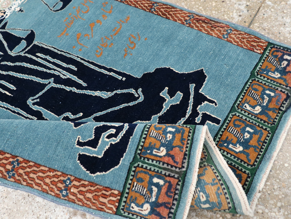 Vintage Persian Pictorial Tabriz Rug (Pair: 1 of 2), No.30378 - Gsblank