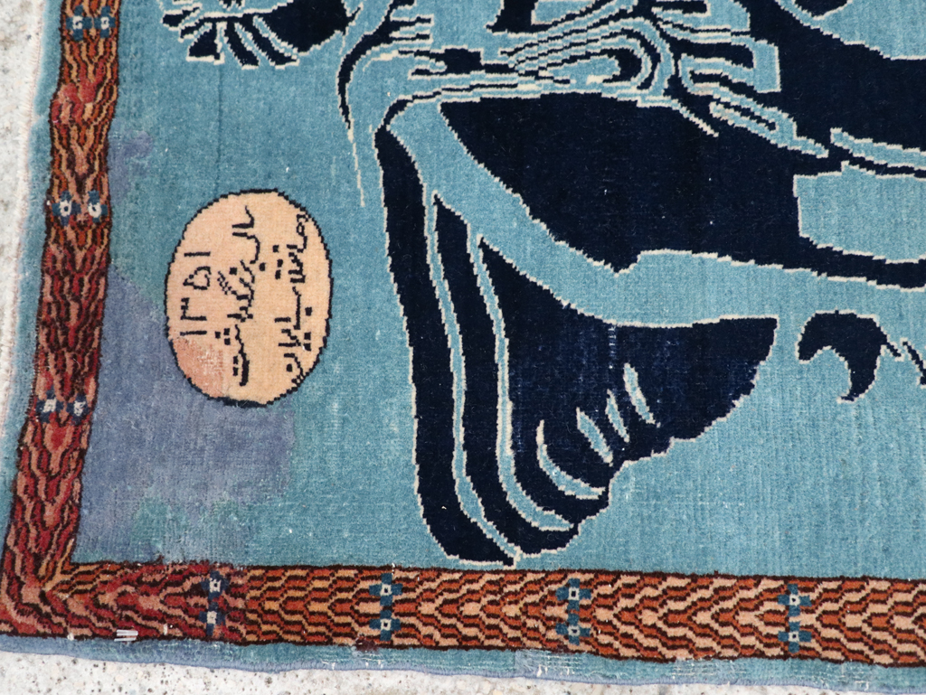 Vintage Persian Pictorial Tabriz Rug (Pair: 2 of 2), No.30379 - Gsblank