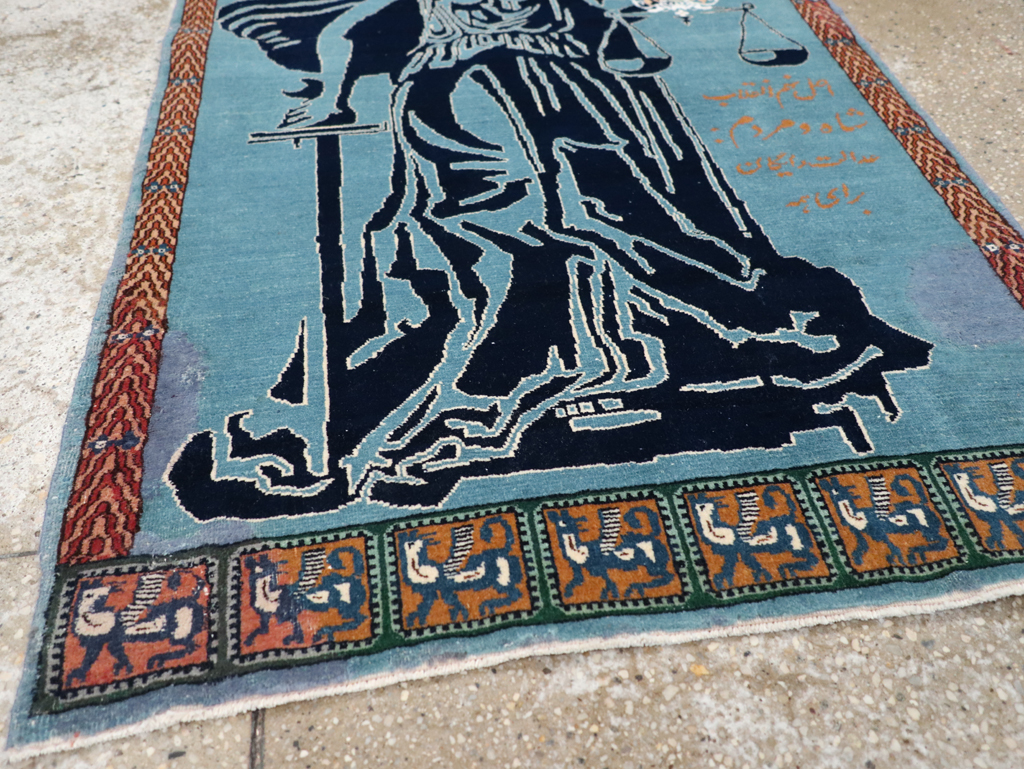 Vintage Persian Pictorial Tabriz Rug (Pair: 2 of 2), No.30379 - Gsblank