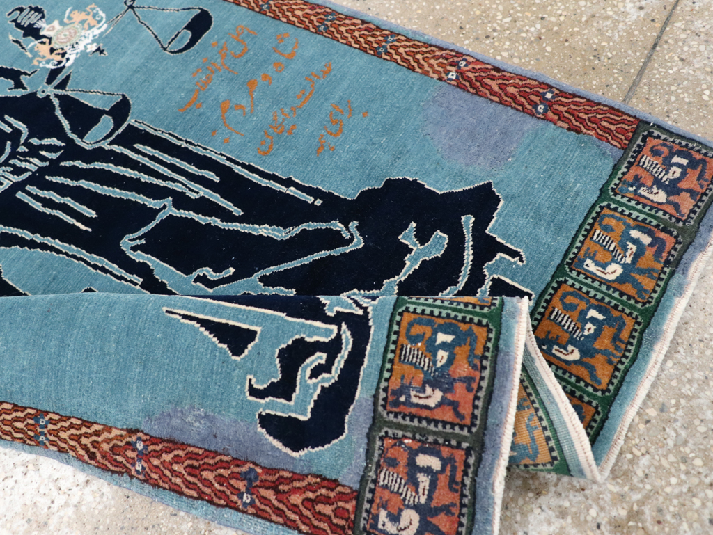 Vintage Persian Pictorial Tabriz Rug (Pair: 2 of 2), No.30379 - Gsblank