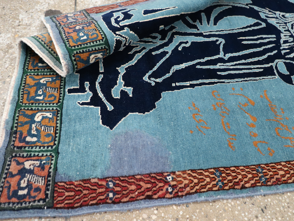 Vintage Persian Pictorial Tabriz Rug (Pair: 2 of 2), No.30379 - Gsblank