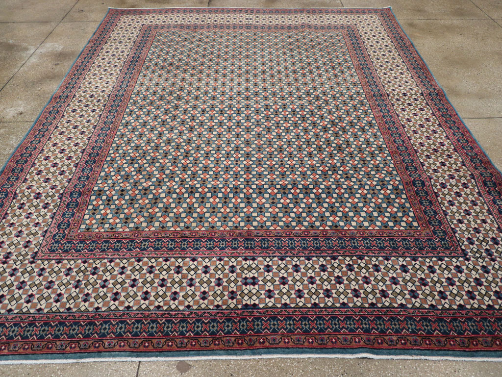 Vintage Persian Art Deco Style Tabriz Room Size Carpet, No.30380 - Gsblank