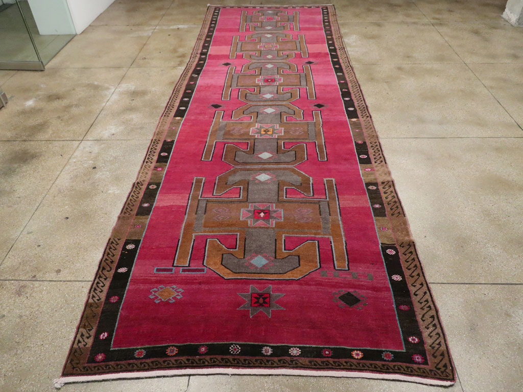 Vintage Turkish Anatolian Wide Gallery Runner, No.30388 - Gsblank