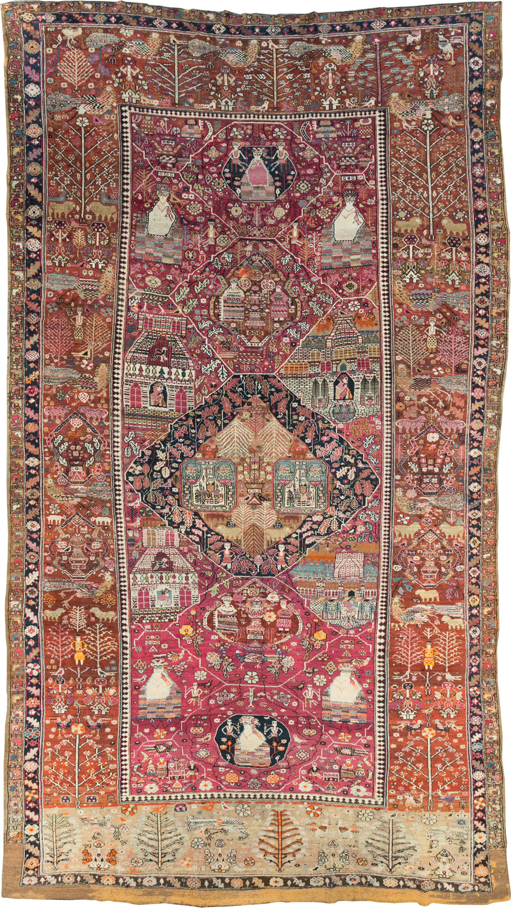 Antique Pictorial Kurdish Rug, No.30391 - Gsblank