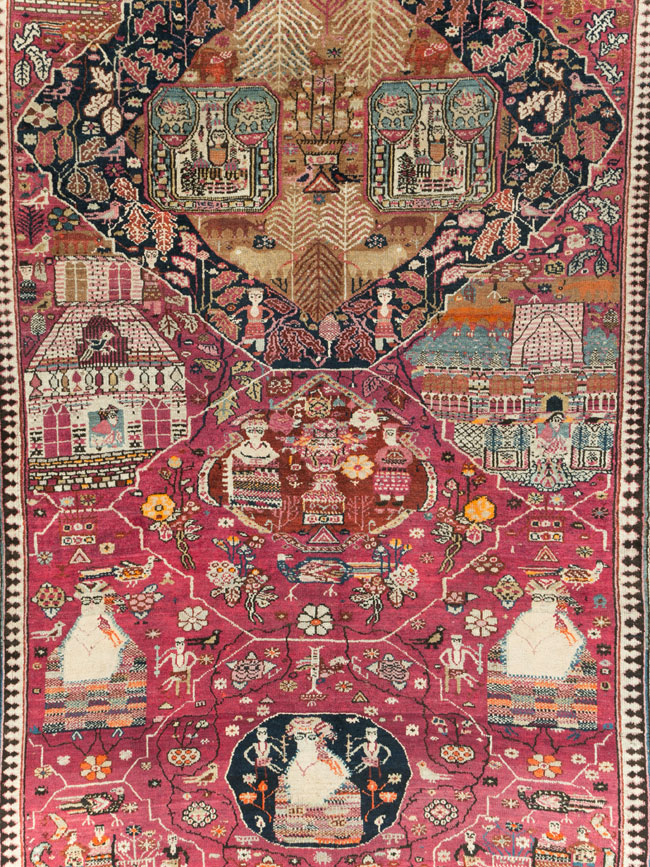 Antique Pictorial Kurdish Rug, No.30391 - Gsblank