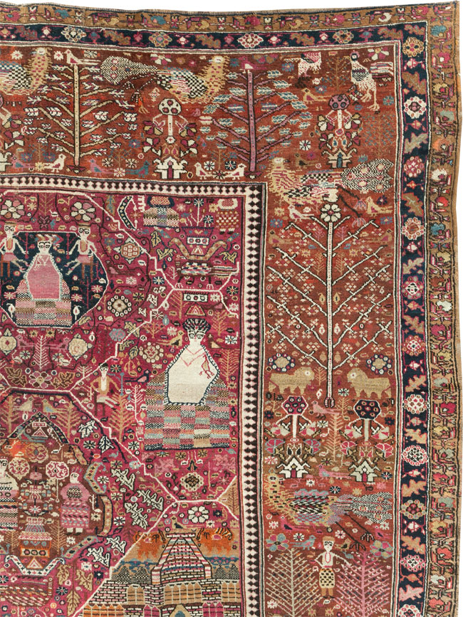Antique Pictorial Kurdish Rug, No.30391 - Gsblank