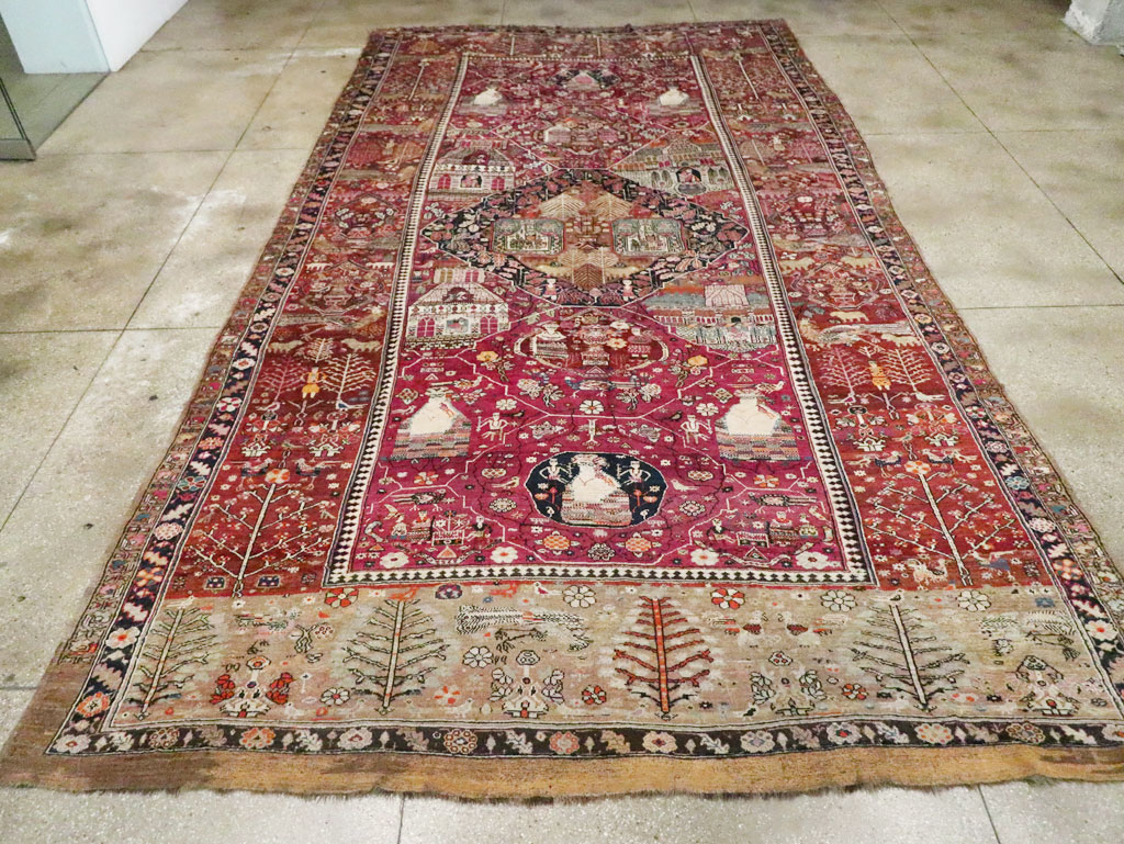 Antique Pictorial Kurdish Rug, No.30391 - Gsblank