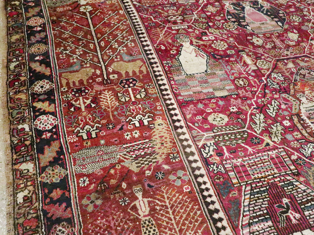 Antique Pictorial Kurdish Rug, No.30391 - Gsblank