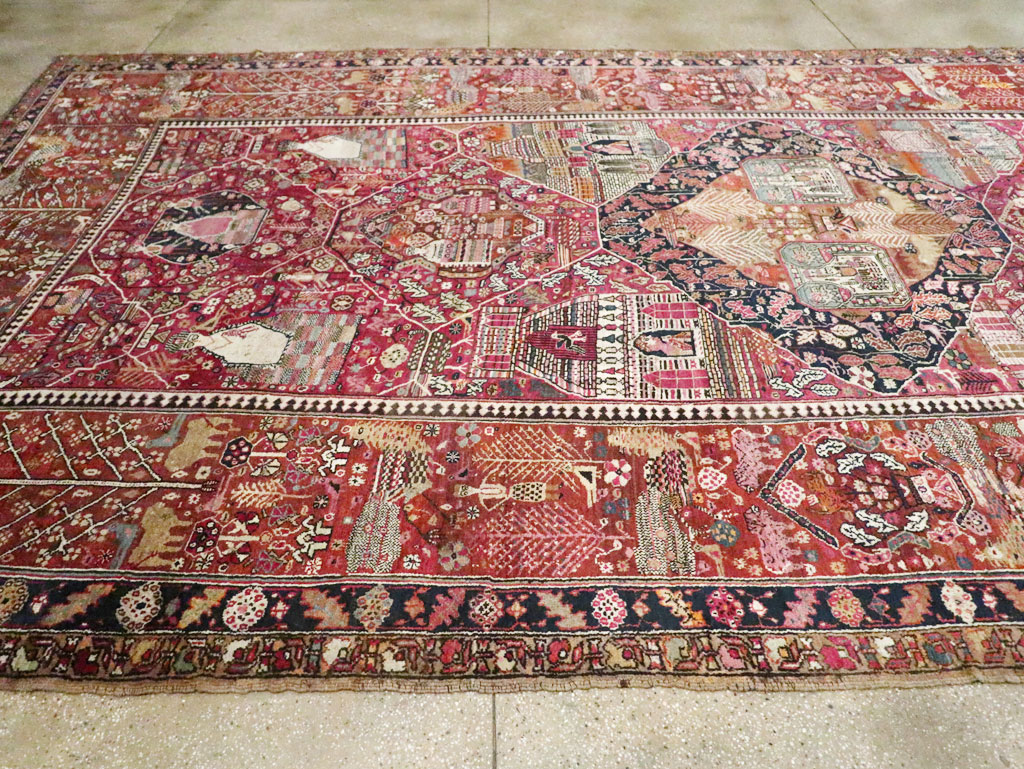 Antique Pictorial Kurdish Rug, No.30391 - Gsblank