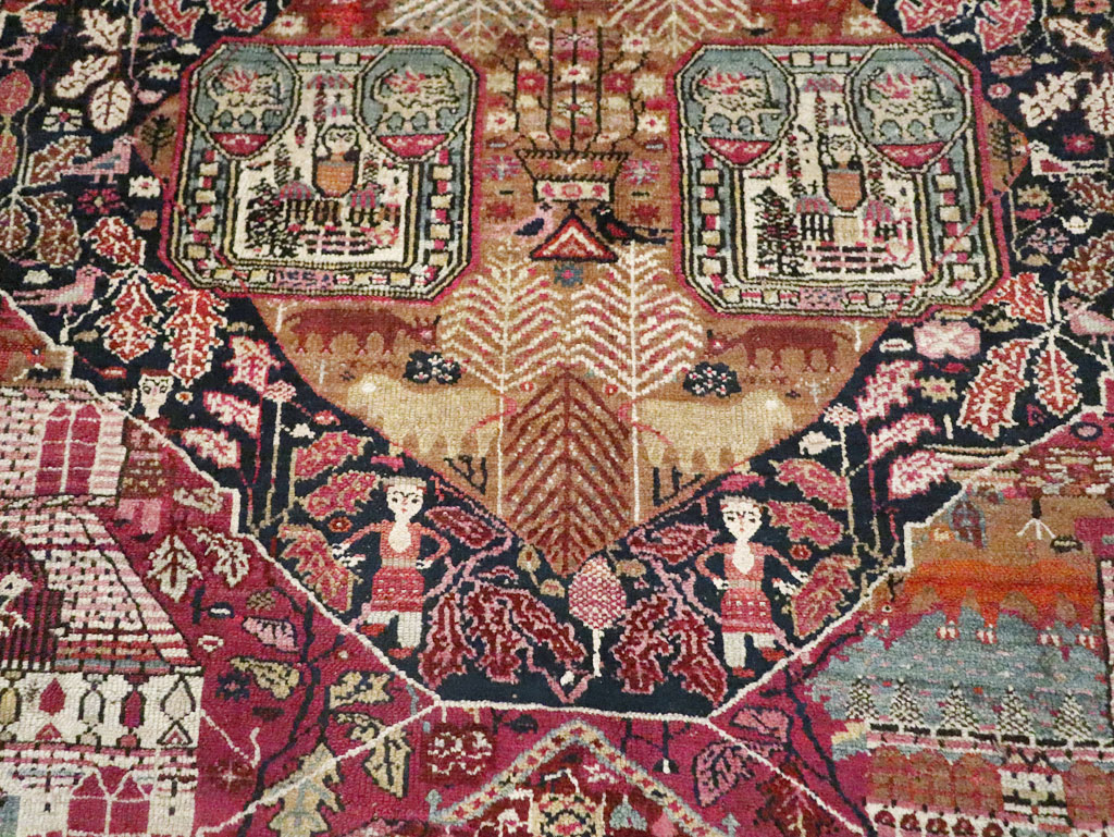 Antique Pictorial Kurdish Rug, No.30391 - Gsblank