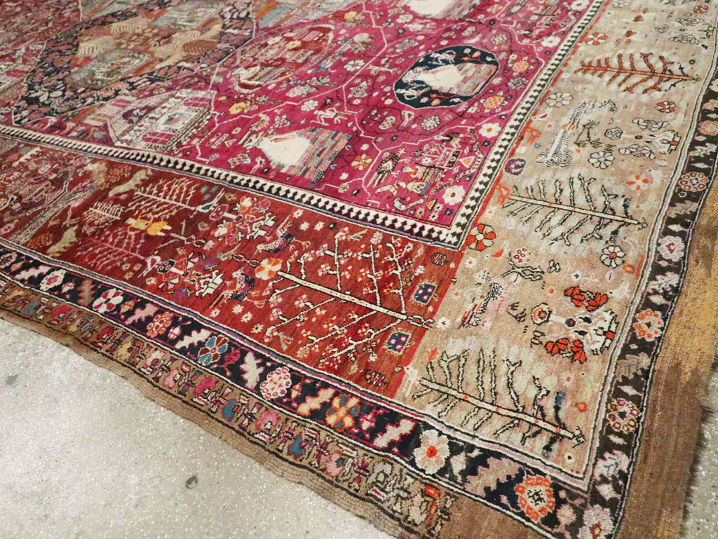 Antique Pictorial Kurdish Rug, No.30391 - Gsblank