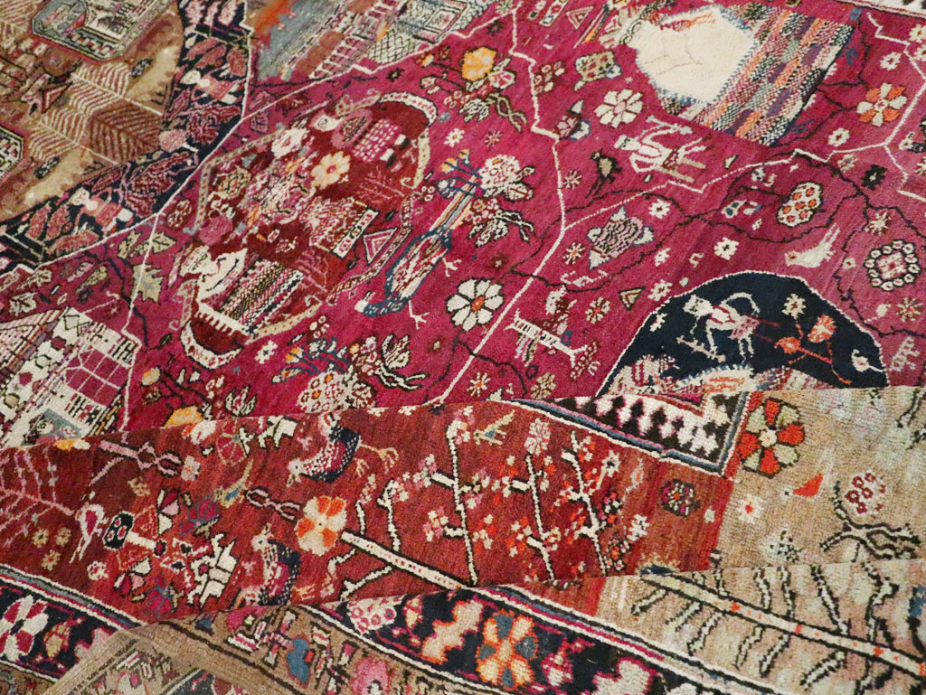 Antique Pictorial Kurdish Rug, No.30391 - Gsblank