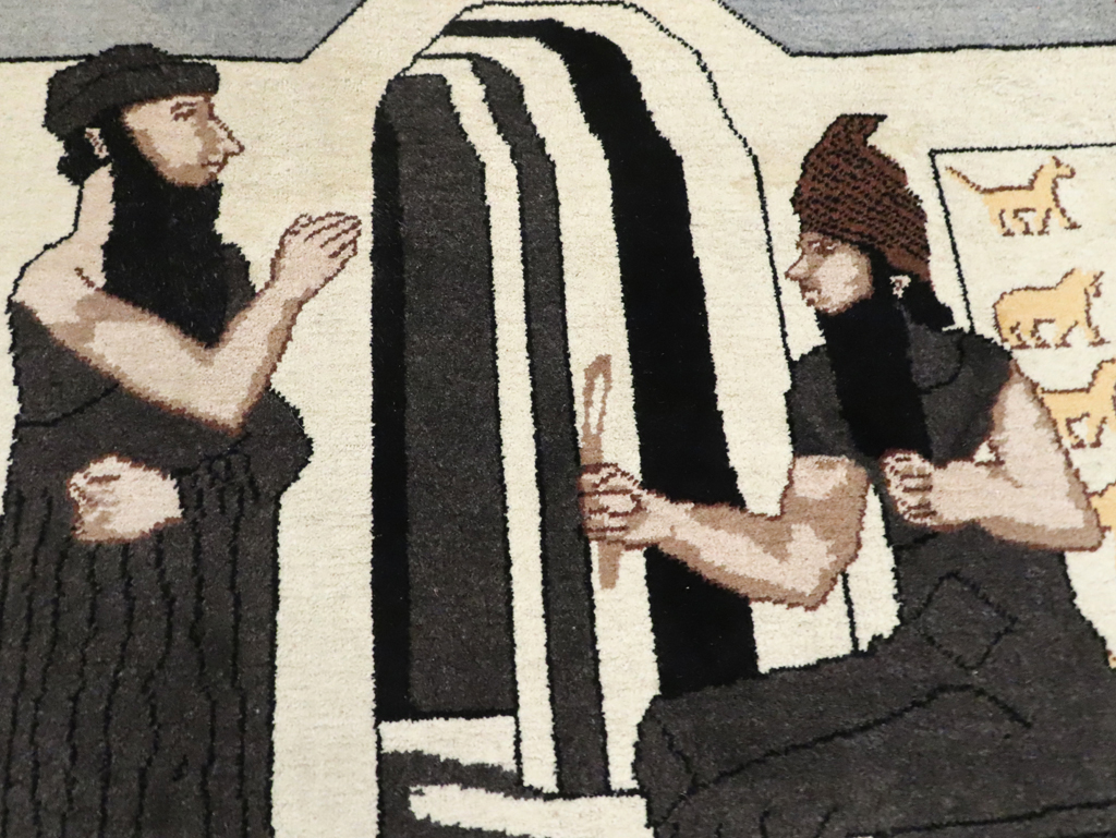 Vintage Egyptian Tabriz Pictorial Rug, No.30406 - Gsblank