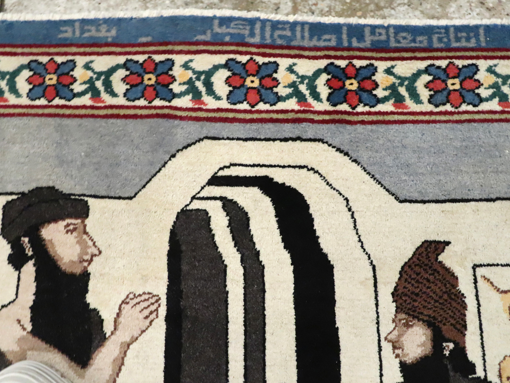 Vintage Egyptian Tabriz Pictorial Rug, No.30406 - Gsblank