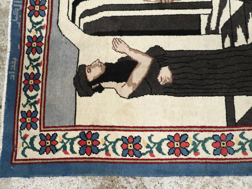 Vintage Egyptian Tabriz Pictorial Rug, No.30406 - Gsblank