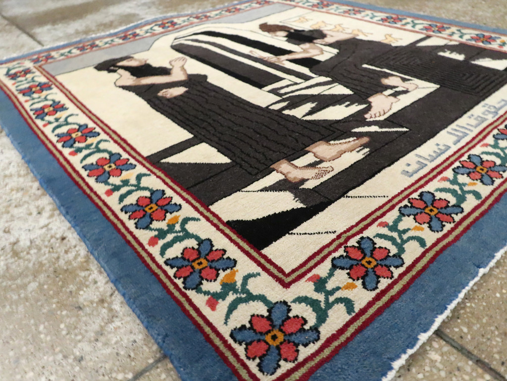 Vintage Egyptian Tabriz Pictorial Rug, No.30406 - Gsblank