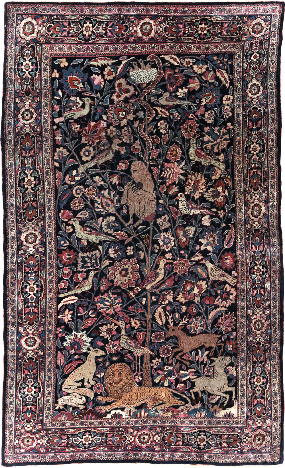 Vintage Persian Pictorial Mashad Rug, No.30407 - Gsblank