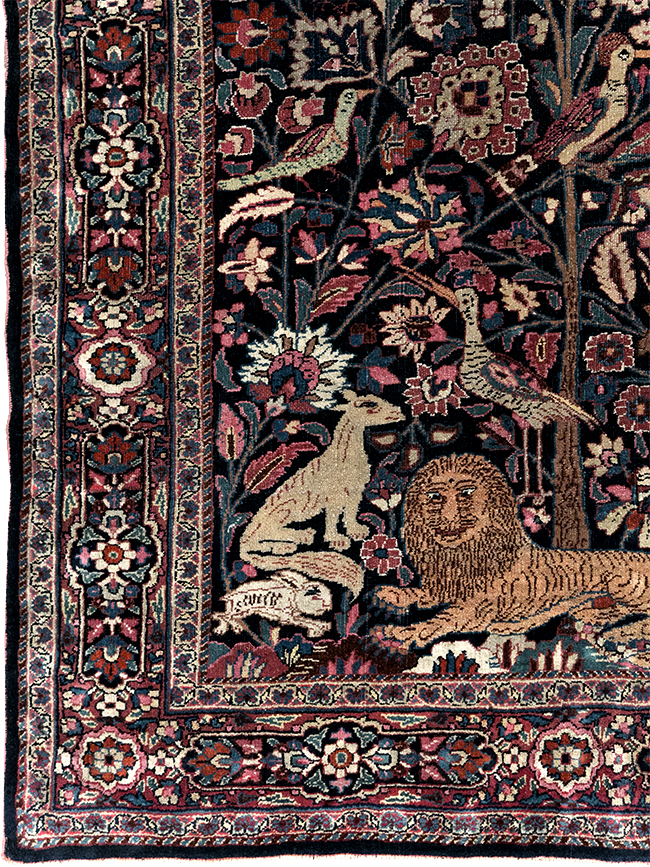 Vintage Persian Pictorial Mashad Rug, No.30407 - Gsblank