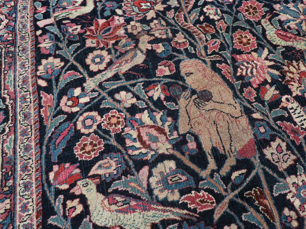 Vintage Persian Pictorial Mashad Rug, No.30407 - Gsblank