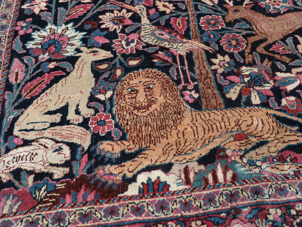 Vintage Persian Pictorial Mashad Rug, No.30407 - Gsblank