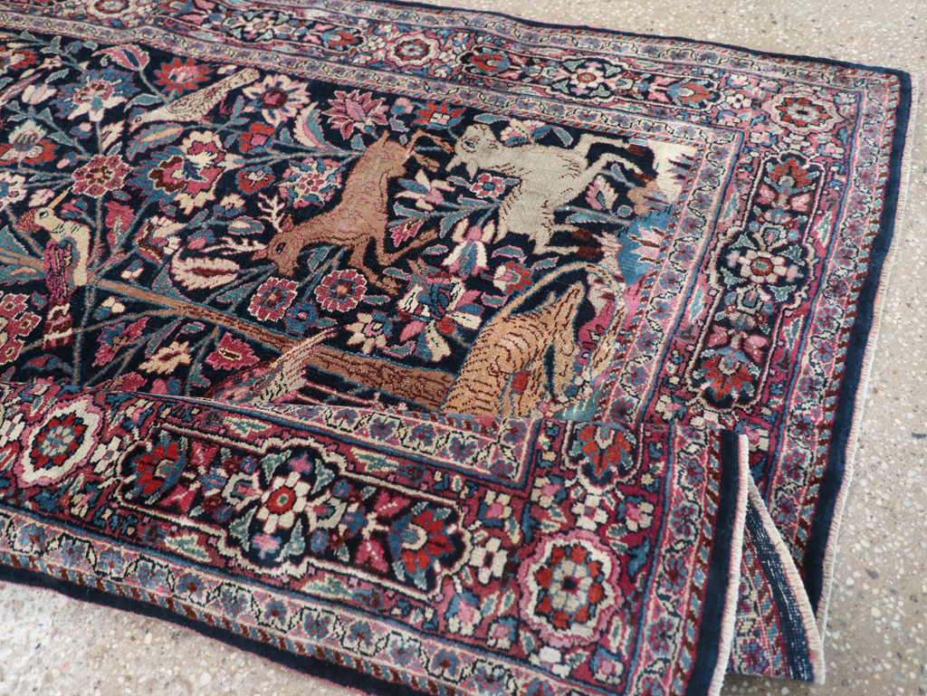 Vintage Persian Pictorial Mashad Rug, No.30407 - Gsblank