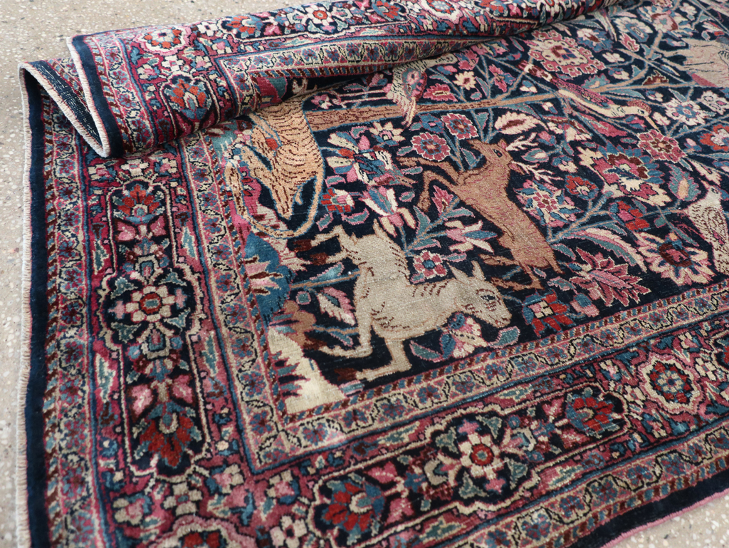 Vintage Persian Pictorial Mashad Rug, No.30407 - Gsblank