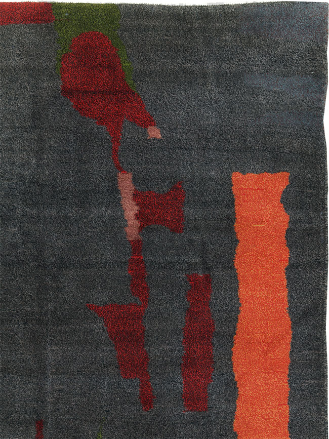 Vintage Turkish Art Deco Style Accent Carpet, No.30408 - Gsblank