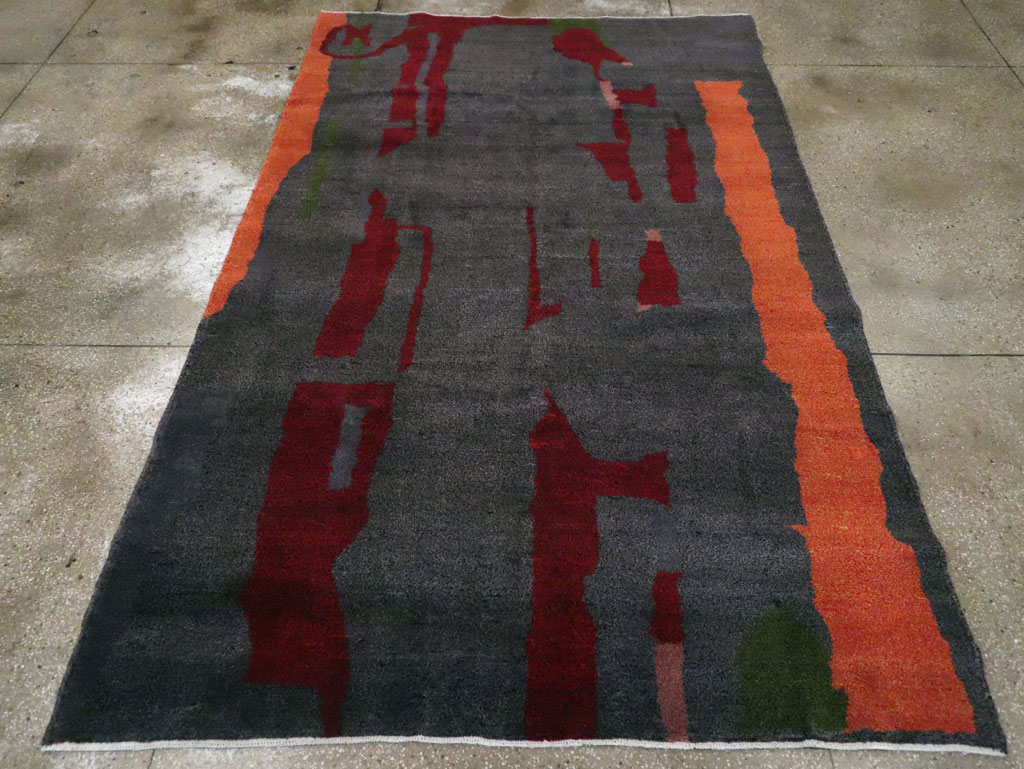 Vintage Turkish Art Deco Style Accent Carpet, No.30408 - Gsblank
