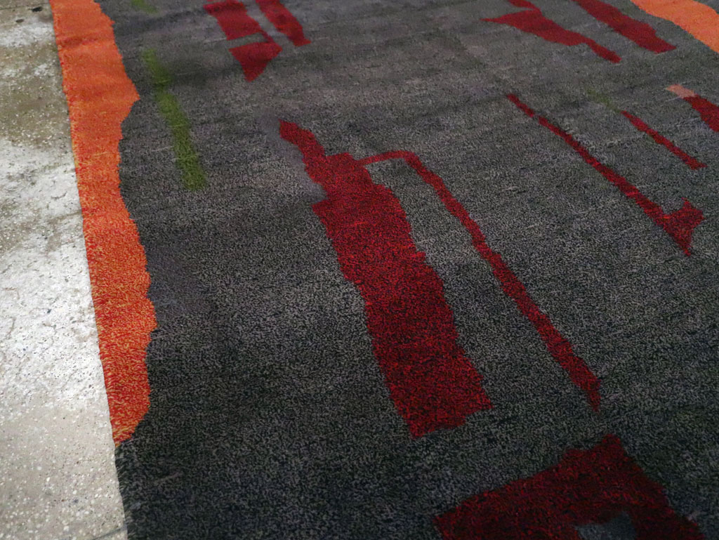 Vintage Turkish Art Deco Style Accent Carpet, No.30408 - Gsblank