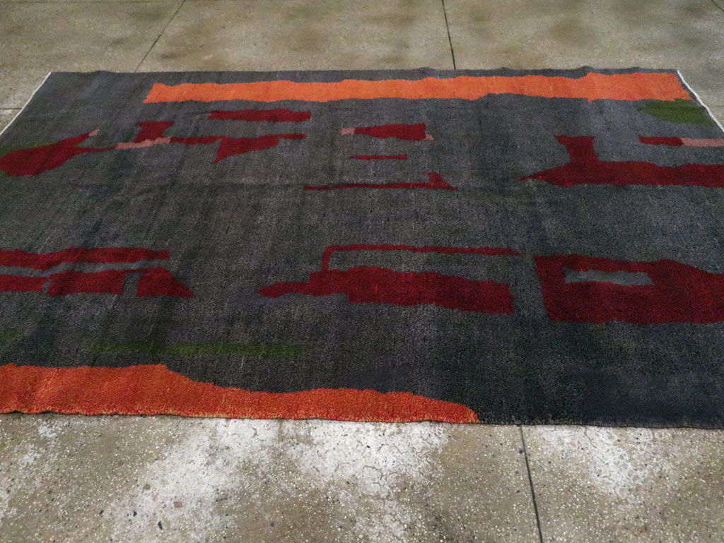 Vintage Turkish Art Deco Style Accent Carpet, No.30408 - Gsblank