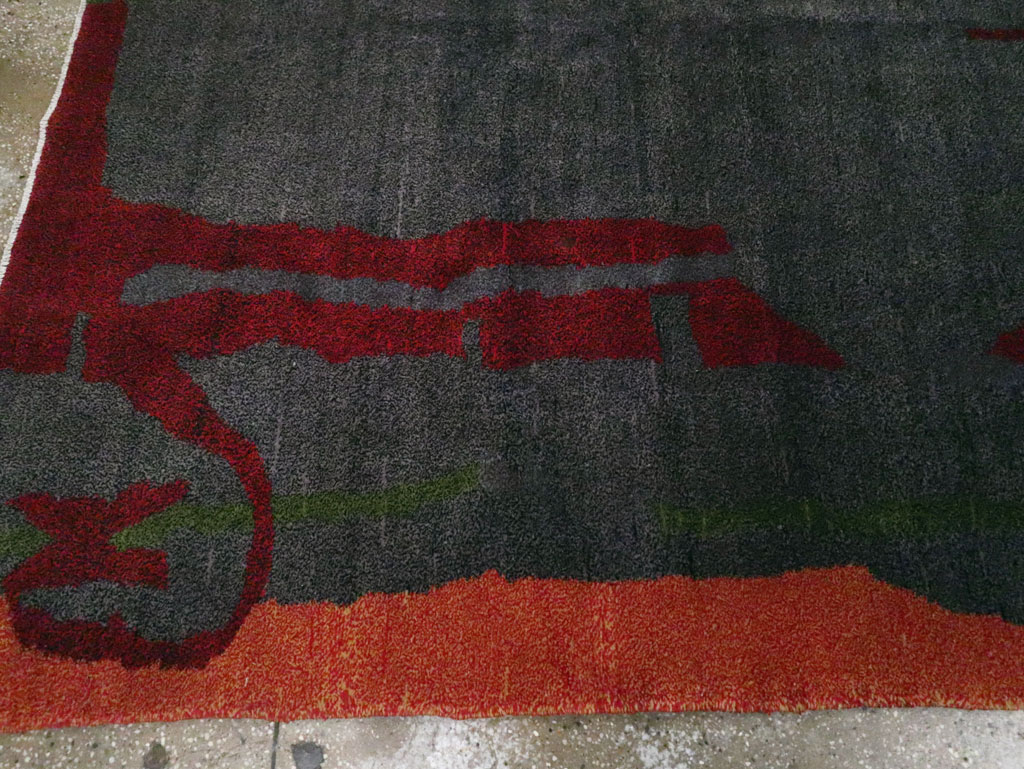 Vintage Turkish Art Deco Style Accent Carpet, No.30408 - Gsblank