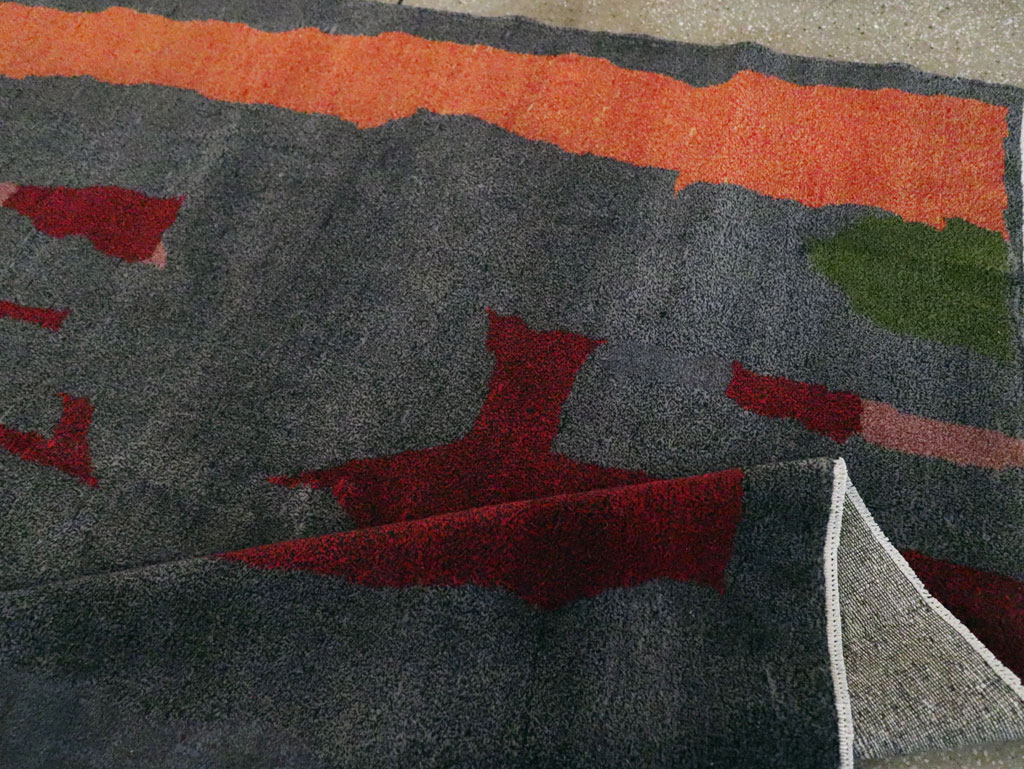 Vintage Turkish Art Deco Style Accent Carpet, No.30408 - Gsblank