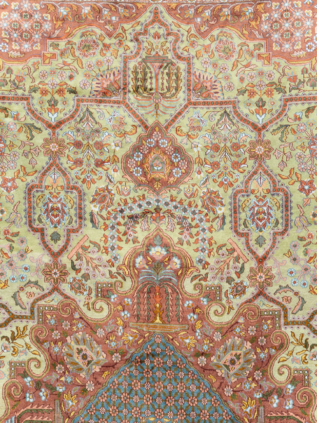 Vintage Persian Silk Kashan, No.30411 - Gsblank