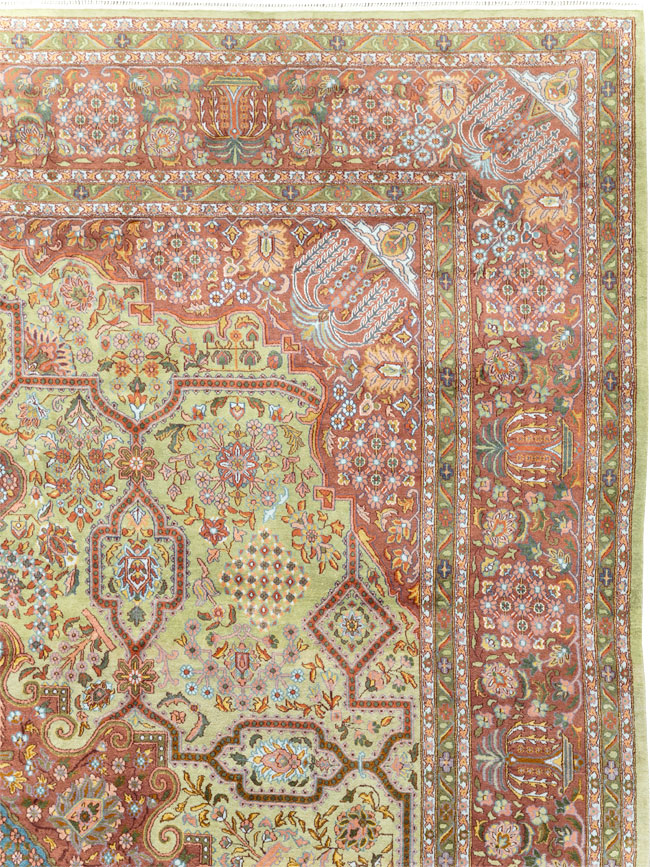 Vintage Persian Silk Kashan, No.30411 - Gsblank