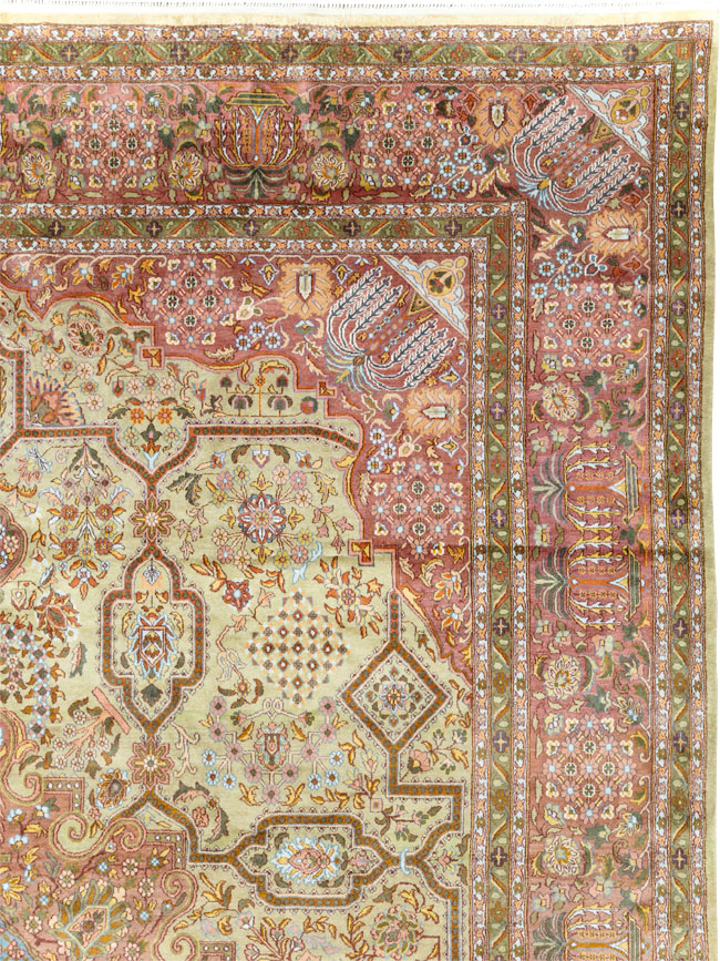 Vintage Persian Silk Kashan, No.30411 - Gsblank
