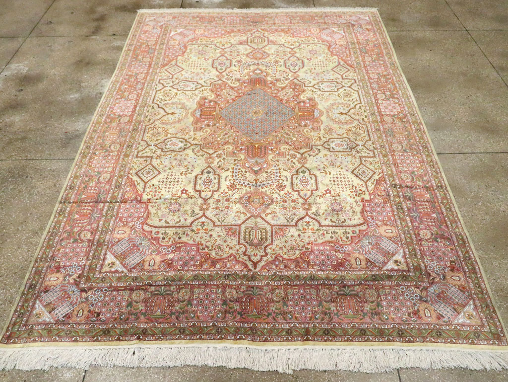 Vintage Persian Silk Kashan, No.30411 - Gsblank
