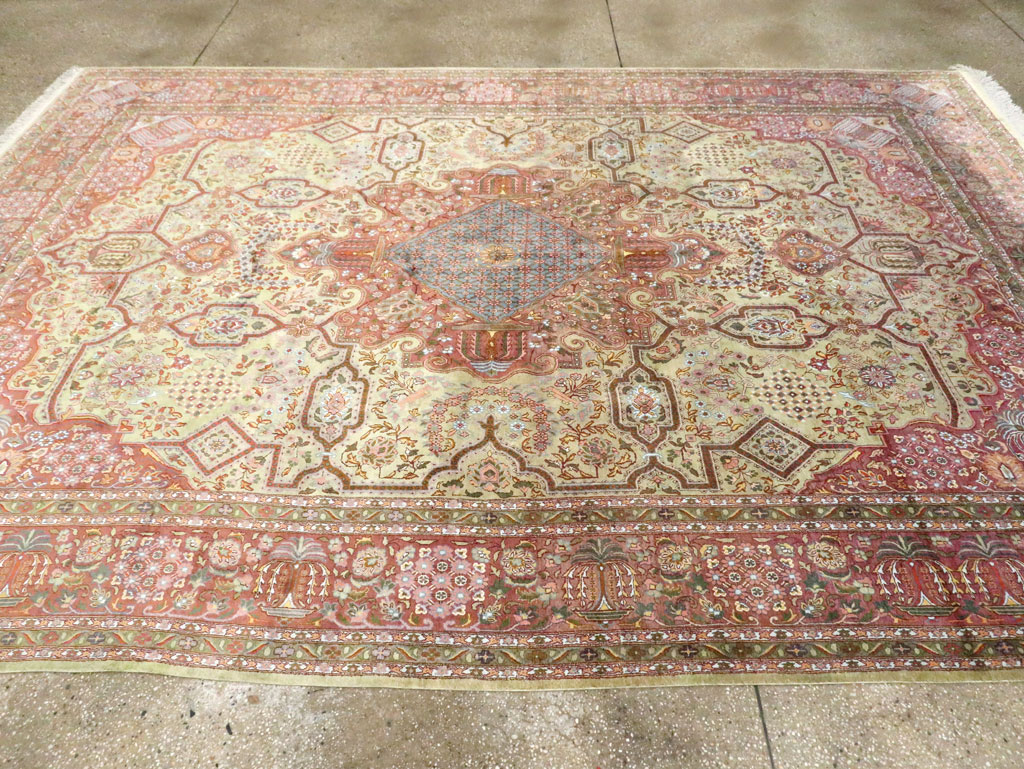 Vintage Persian Silk Kashan, No.30411 - Gsblank