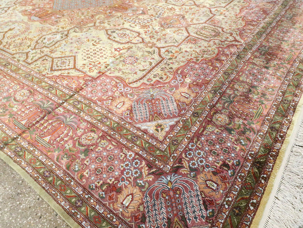 Vintage Persian Silk Kashan, No.30411 - Gsblank