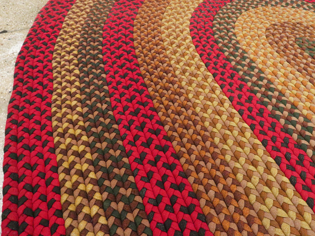Vintage American Round Oval Braided Room Size Carpet, No.30413 - Gsblank