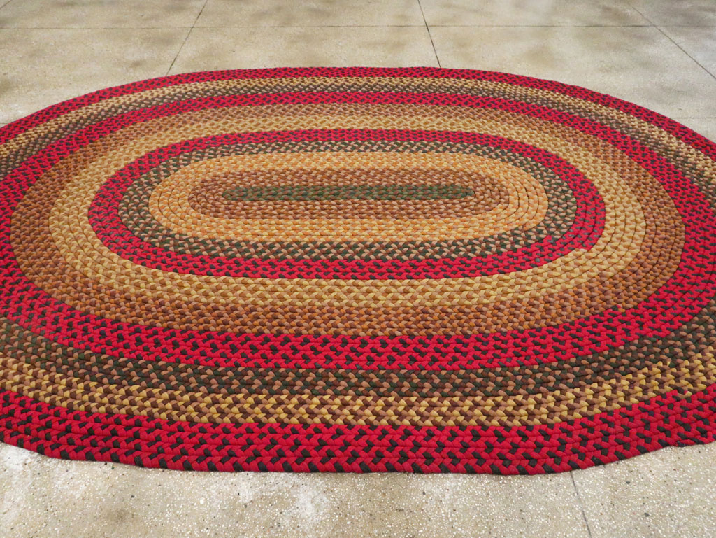 Vintage American Round Oval Braided Room Size Carpet, No.30413 - Gsblank