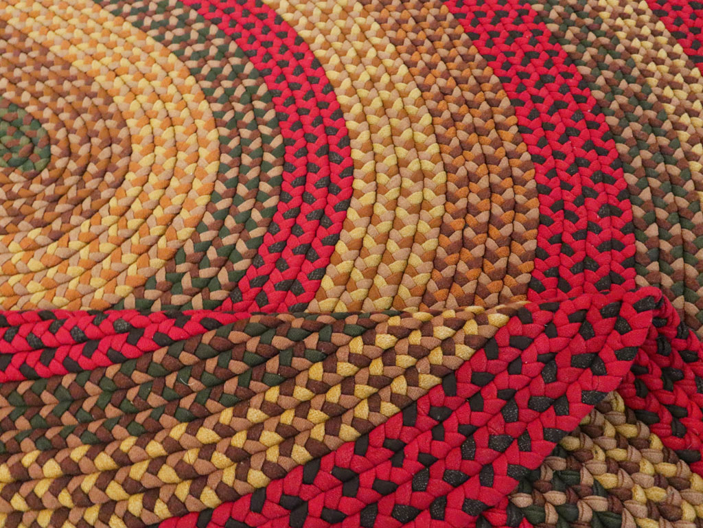 Vintage American Round Oval Braided Room Size Carpet, No.30413 - Gsblank