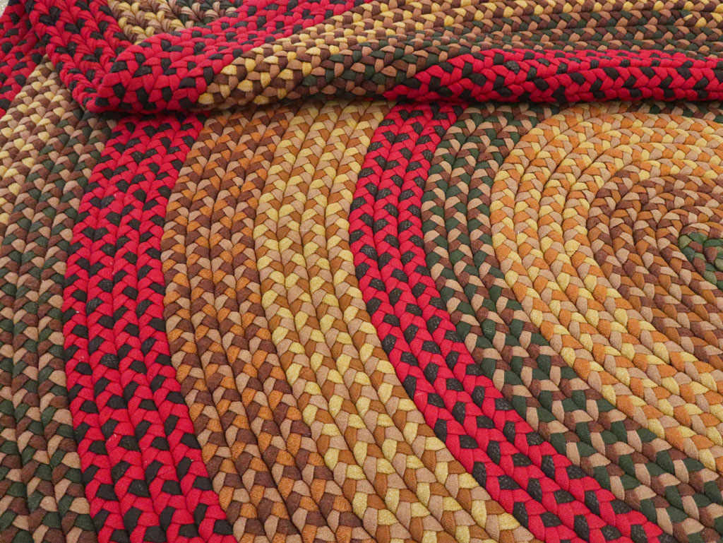 Vintage American Round Oval Braided Room Size Carpet, No.30413 - Gsblank