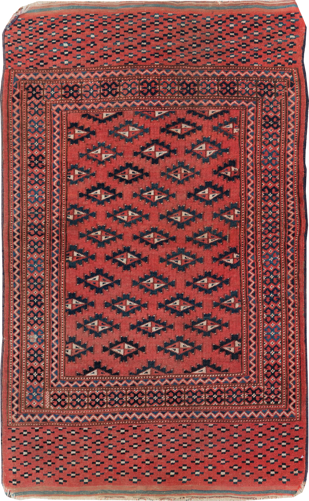 Vintage Central Asian Turkoman Tribal Throw Rug, No.30417 - Gsblank