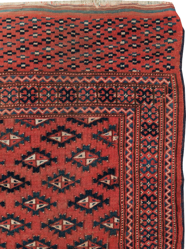 Vintage Central Asian Turkoman Tribal Throw Rug, No.30417 - Gsblank