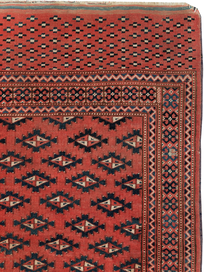 Vintage Central Asian Turkoman Tribal Throw Rug, No.30417 - Gsblank
