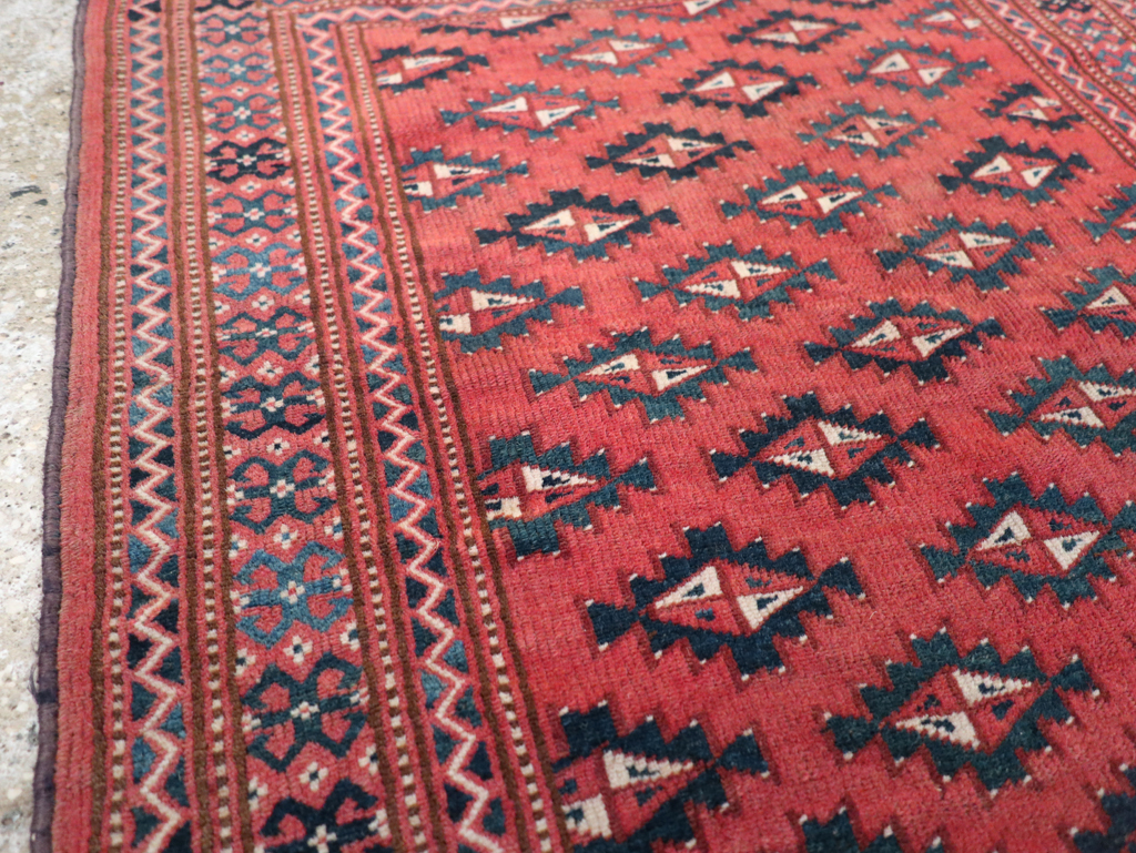 Vintage Central Asian Turkoman Tribal Throw Rug, No.30417 - Gsblank