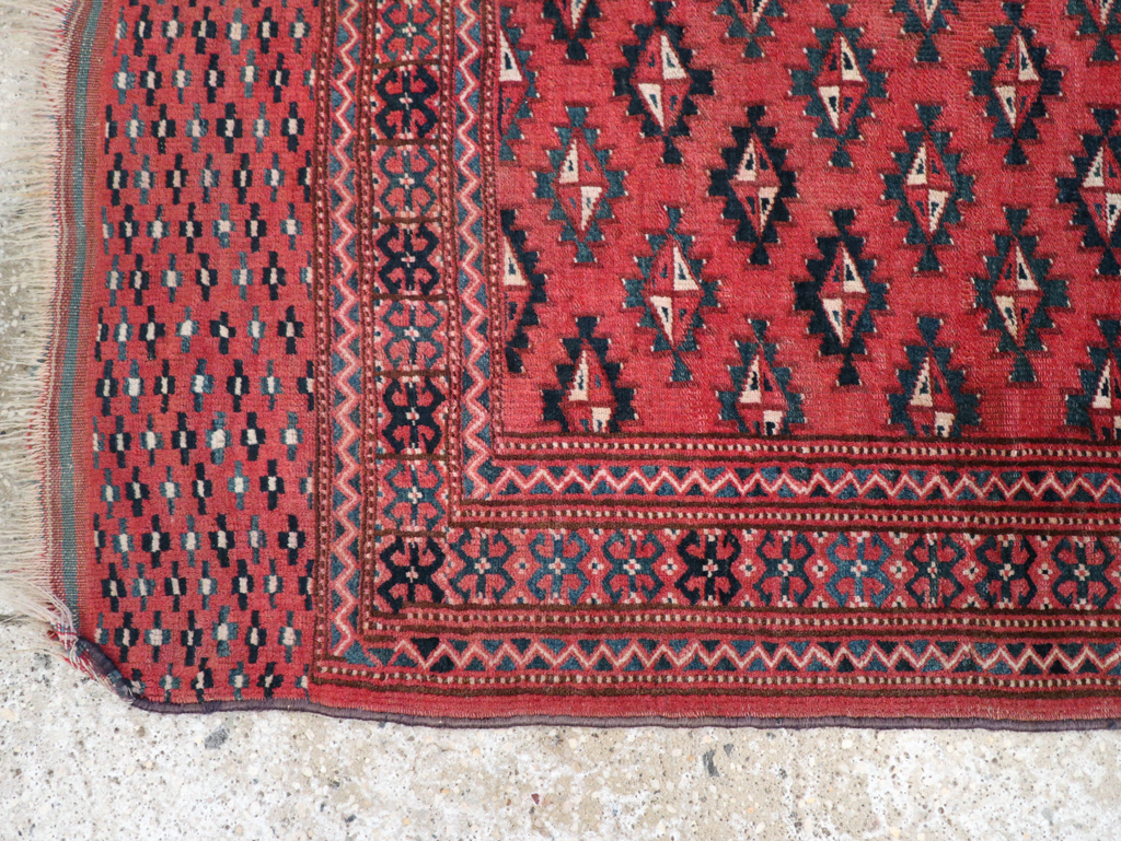 Vintage Central Asian Turkoman Tribal Throw Rug, No.30417 - Gsblank
