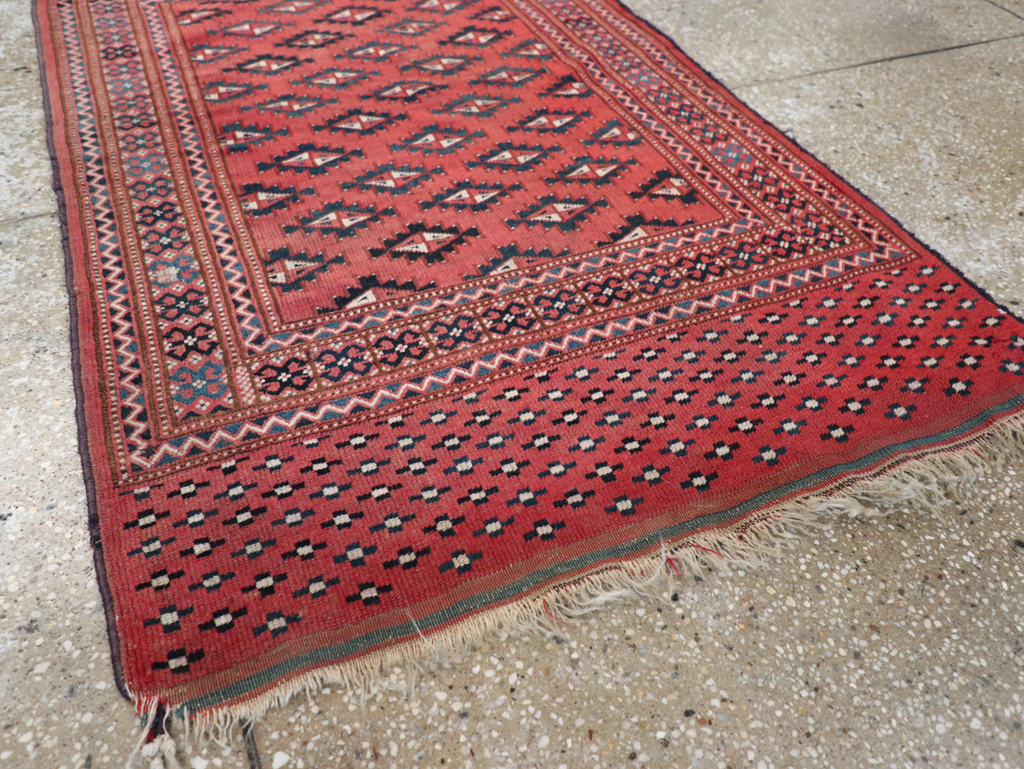 Vintage Central Asian Turkoman Tribal Throw Rug, No.30417 - Gsblank