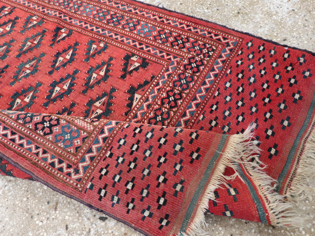 Vintage Central Asian Turkoman Tribal Throw Rug, No.30417 - Gsblank